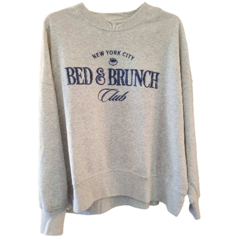 Abercrombie & Fitch Gray "New York City Bed & Brunch Club" Sweatshirt -Size L/XL